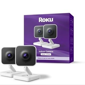 Roku CS1000P25 Smart Home Indoor Camera (2-Pack) Wired Security 1080p HD *NEW*